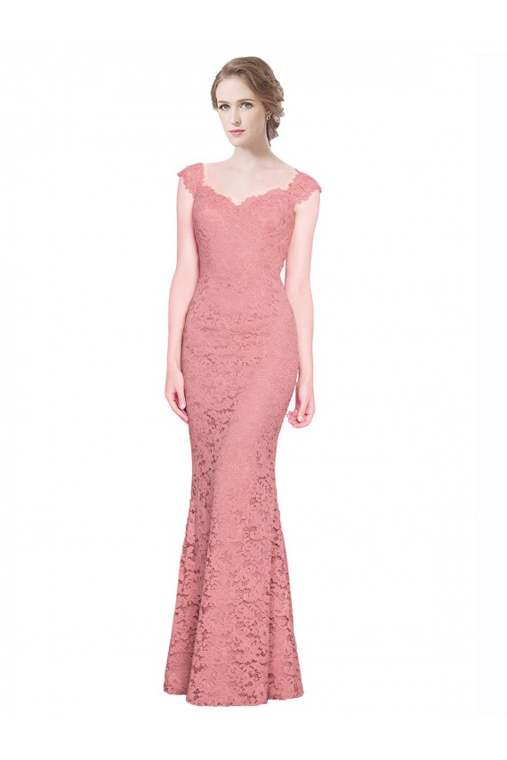 Cheap Sweetheart Mermaid Long Lace Bridesmaid Dress / Prom Dress with Wide Straps UK