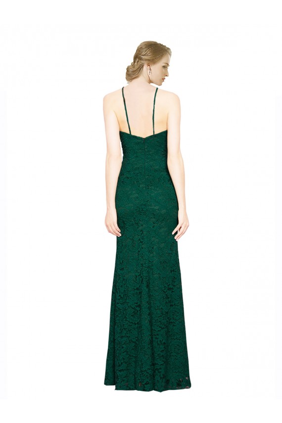 Cheap High Illusion Halter Neck Long Lace Bridesmaid Dress / Prom Dress UK