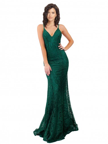 Cheap Black Tie Sleek Fishtail Shaped Long Lace Bridesmaid Dress / Prom Dress UK