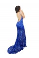 Cheap High Neck Long Open Back Lace Bridesmaid Dress / Prom Dress with Train UK