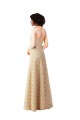 Cheap Lace A-Line Long Bridesmaids Dress with Satin Waistband UK