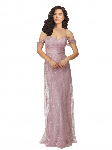 Cheap Sweetheart Chantilly Lace Bridesmaid Dress with Off the Shoulder Sleeves UK
