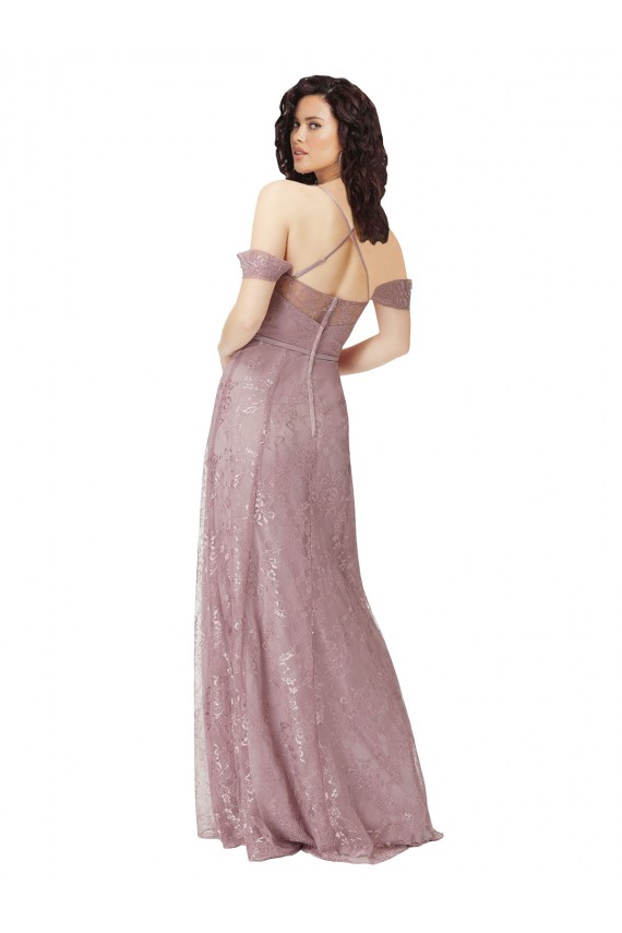 Cheap Sweetheart Chantilly Lace Bridesmaid Dress with Off the Shoulder Sleeves UK