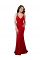 Cheap Low Back V-Neckline Floor Length Formal Lace Bridesmaid Dress / Prom Dress UK