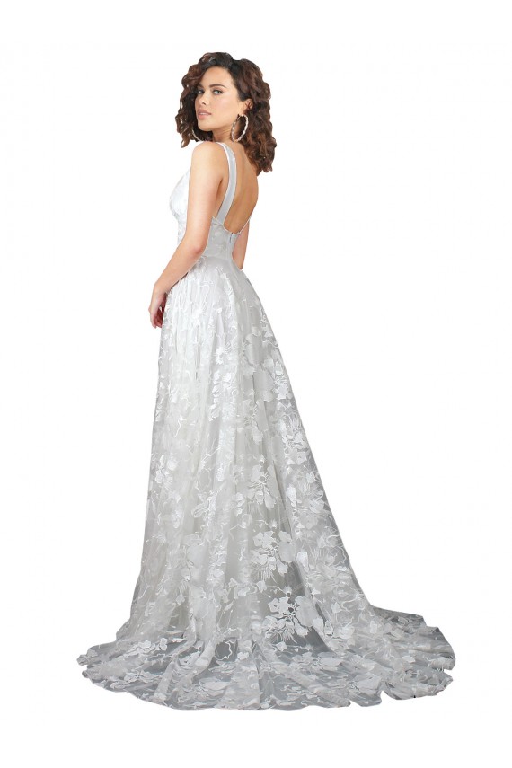Cheap Plunging V-Neckline Wedding Dress with Slit UK