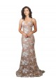 Cheap Fishtail Shaped V-Neck Embroidered Foral Lace Wedding Dress UK
