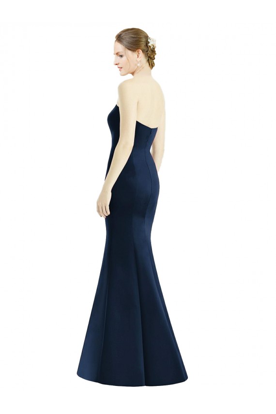 Cheap Long Mermaid Full Length Strapless Satin Bridesmaid Dress UK
