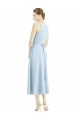 Cheap Short Tea Length V-Neck Satin Bridesmaid Dress UK