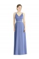 Cheap Long Floor Length V-Neck Satin Bridesmaid Dress with Spaghetti Straps UK
