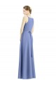 Cheap Long Floor Length V-Neck Satin Bridesmaid Dress with Spaghetti Straps UK