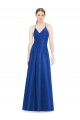 Cheap Full Pleated V-Neck Long Satin Bridesmaid Dress with Criss Cross Open Back UK