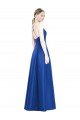 Cheap Full Pleated V-Neck Long Satin Bridesmaid Dress with Criss Cross Open Back UK
