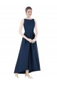 Cheap Full Length Sleeveless Long Satin Bridesmaid Dress with High Low Hem Detail UK