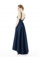 Cheap Full Length Sleeveless Long Satin Bridesmaid Dress with High Low Hem Detail UK