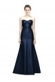 Cheap Long Strapless Satin Bridesmaid Dress with Pleated Cuff Neckline UK