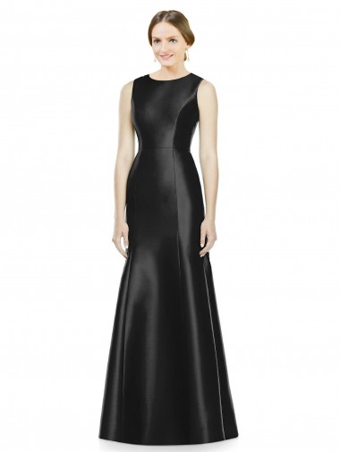 Cheap Full Length Mermaid Long Satin Bridesmaid Dress with Keyhole Back UK