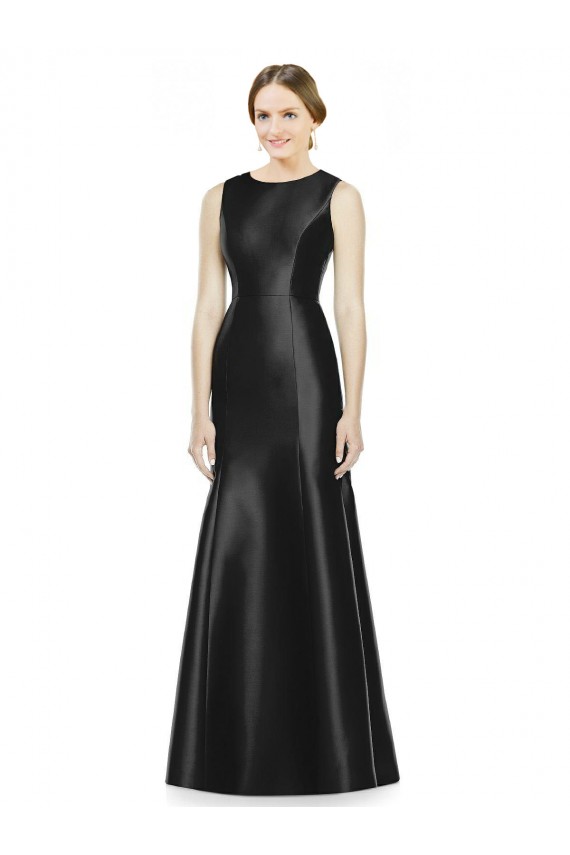 Cheap Full Length Mermaid Long Satin Bridesmaid Dress with Keyhole Back UK
