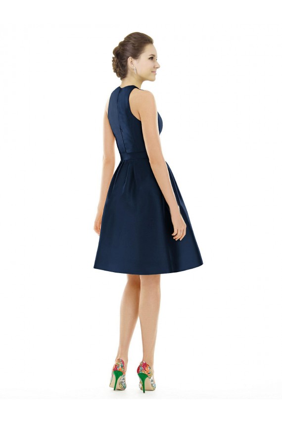 Cheap Short Halter Cocktail Length Luxe Satin Cocktail Bridesmaid Dress UK