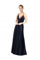 Cheap Sexy Satin Bridesmaids Dress with Deep V-Neckline and Strappy Back UK