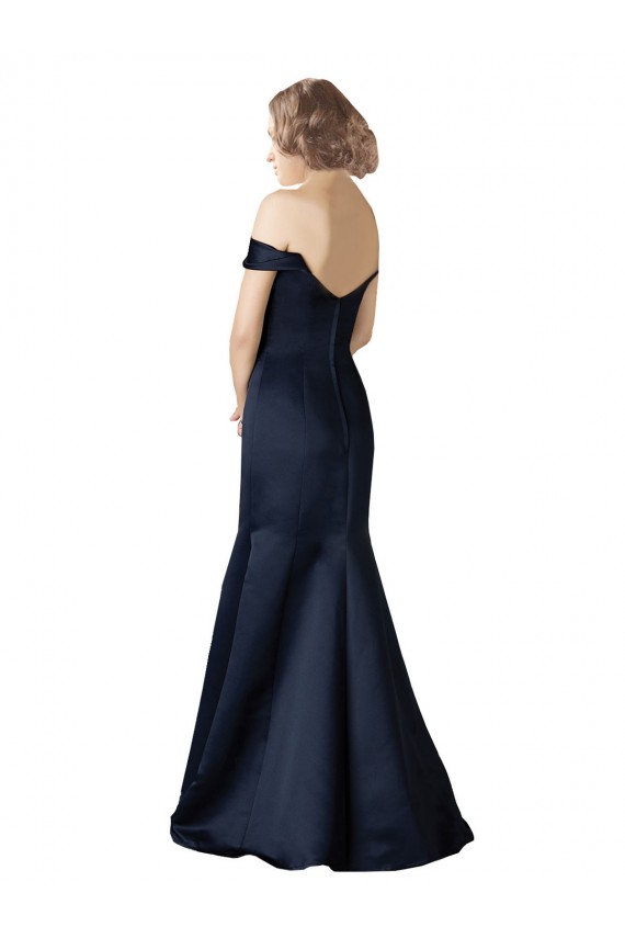Cheap Fit and Flare Satin Bridesmaid Dress / Prom Dress with Off the Shoulder Neckline UK