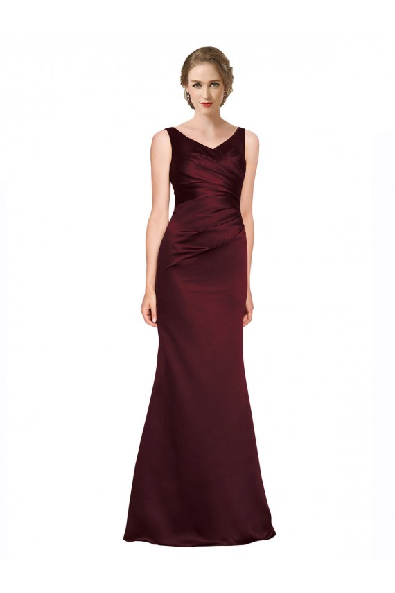 Cheap Figure Shaping Formal Satin Bridesmaid Dress / Prom Dress with Structured Pleats UK
