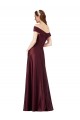 Cheap Long Off the Shoulder Formal Satin Bridesmaid Dress / Prom Dress with Thigh-high Slit UK