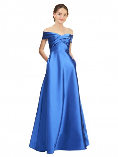 Cheap Sleeveless Off the Shoulder Ball Gown Formal Satin Bridesmaid Dress / Prom Dress UK