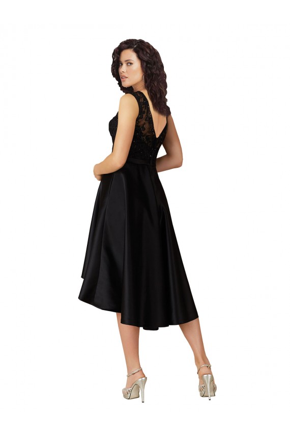 Cheap Short High Low Satin Cocktail Bridesmaid Dress with a Beaded and Embroidered Bodice UK