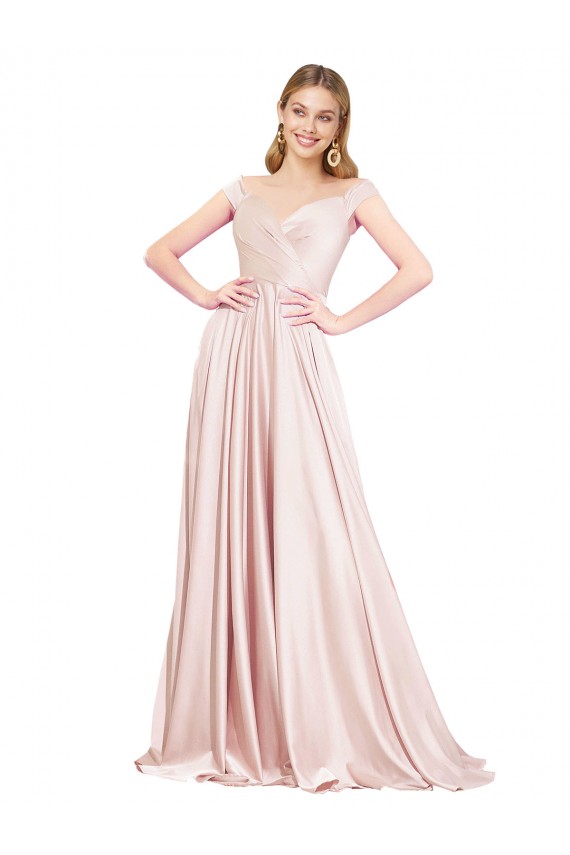 Cheap A-Line Off the Shoulder Sweetheart Formal Satin Bridesmaid Dress / Prom Dress UK