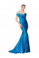 Cheap Off the Shoulder Long Chapel Train Formal Satin Bridesmaid Dress / Prom Dress UK