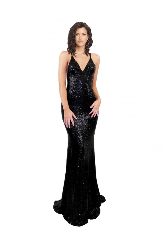 Cheap Sleek Fishtail Shaped Open Back Formal Sequin Bridesmaid Dress / Prom Dress UK
