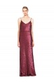 Cheap High Neck Halter Long Slim Formal Sequin Bridesmaid Dress / Prom Dress with V-Neck and Blouson Bodice UK