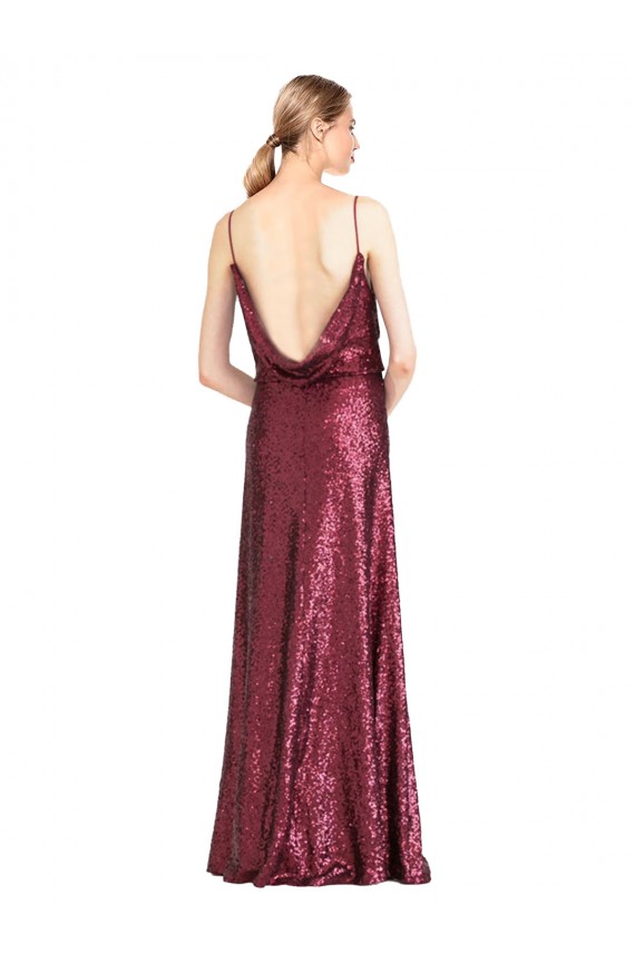 Cheap High Neck Halter Long Slim Formal Sequin Bridesmaid Dress / Prom Dress with V-Neck and Blouson Bodice UK