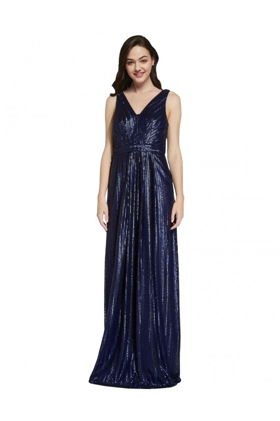Cheap Long V-Neck Sparking Formal Sequin Bridesmaid Dress / Prom Dress with Low V-Back UK