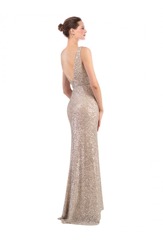 Cheap Faux Surplice V-Neck Slim Formal Sparkling Sequin Bridesmaid Dress / Prom Dress UK