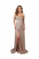 Cheap Strapless Scoop Neck Off the Shoulder Long Formal Sequin Bridesmaid Dress / Prom Dress with High Slit UK