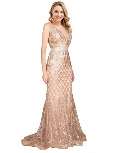 Cheap Sleek Long Mermaid Formal Sparkling Sequin Bridesmaid Dress / Prom Dress UK