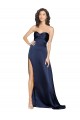 Cheap Knotted Sweetheart Formal Silky Satin Bridesmaid Dress / Prom Dress with High Side Split UK