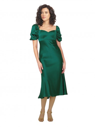 Cheap Ruched Sleeve Formal Silky Satin Bridesmaid Dress / Prom Dress UK