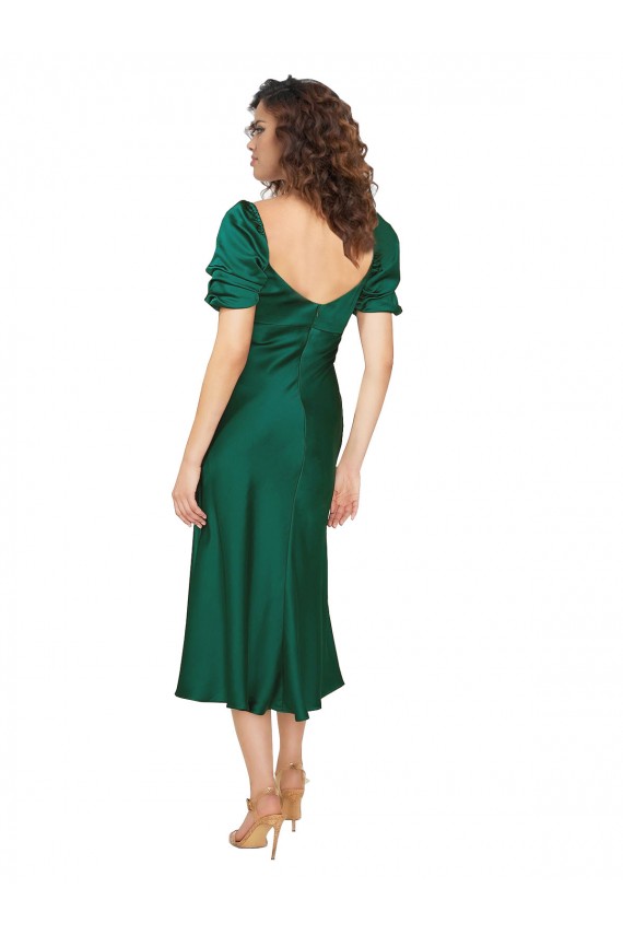 Cheap Ruched Sleeve Formal Silky Satin Bridesmaid Dress / Prom Dress UK
