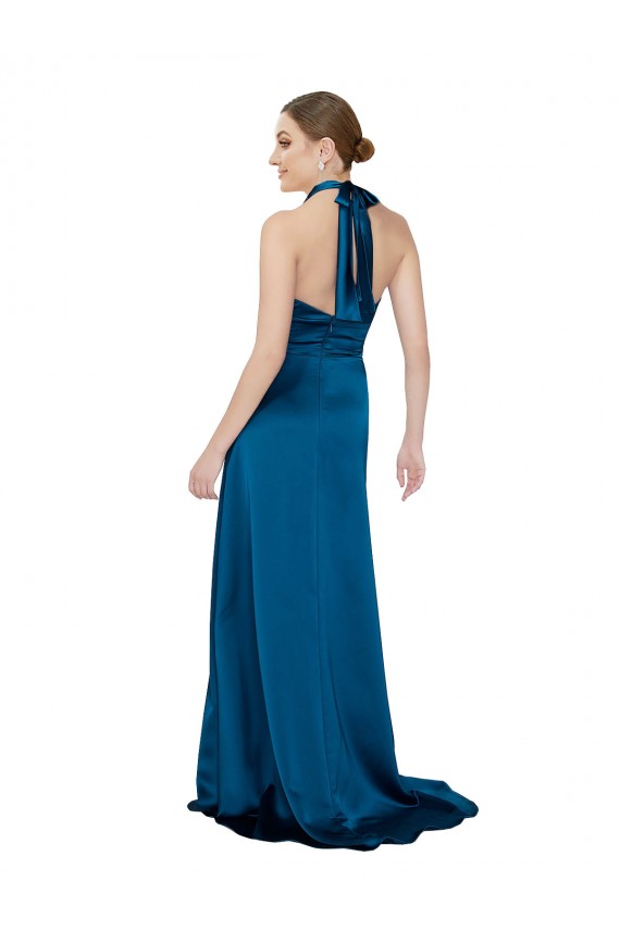 Cheap Halter Neck Formal Silky Satin Bridesmaid Dress / Prom Dress UK