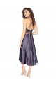 Cheap Midi Cocktail Length Silky Satin Bridesmaid Dress / Prom Dress with Open Tied Back & Pockets UK