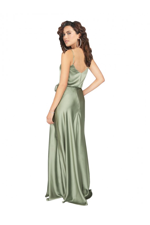 Cheap Formal Silky Satin Bridesmaid Dress with Tied Waist UK