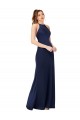Cheap High Neck Satin Bridesmaid Dress / Prom Dress with Strappy Back UK