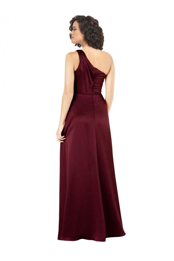 Cheap One Shoulder Formal Silky Satin Bridesmaid Dress / Prom Dress with Subtle Pleats UK