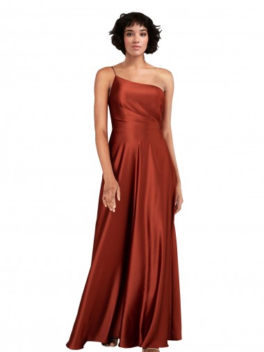 Cheap Sophisticated One Shoulder Formal Silky Satin Bridesmaid Dress / Prom Dress with Full Skirt UK