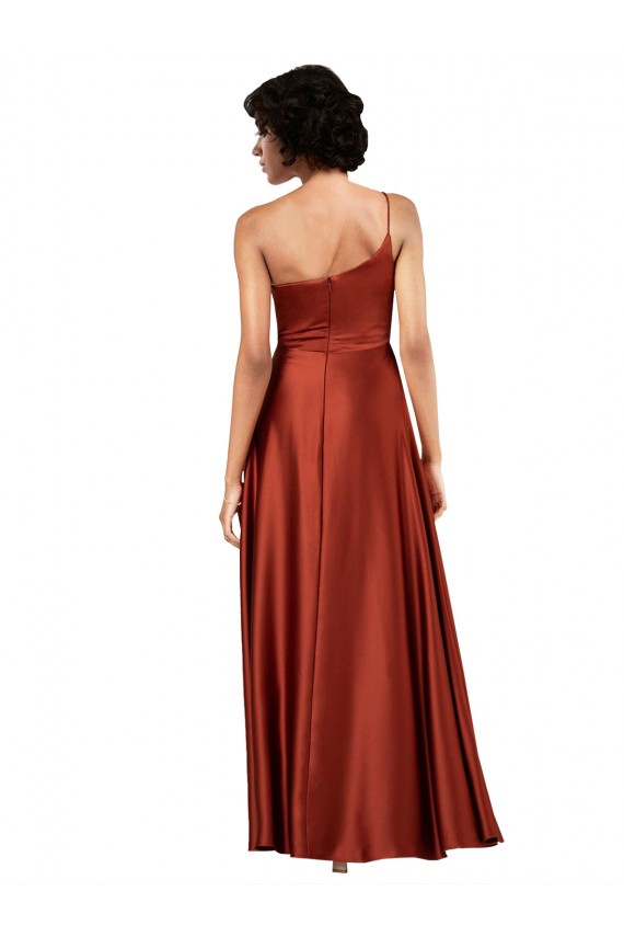 Cheap Sophisticated One Shoulder Formal Silky Satin Bridesmaid Dress / Prom Dress with Full Skirt UK