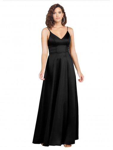 Cheap Formal Silky Satin Floor-Length Long Bridesmaid Dress / Prom Dress with V-Neckline UK