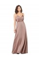 Cheap Subtle V-Neckline Formal Silky Satin Bridesmaid Dress with Front Button Detail UK