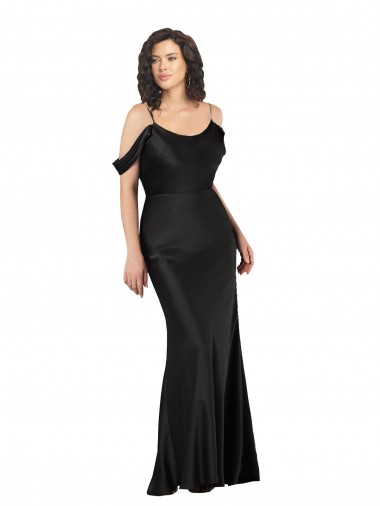Cheap Off the Shoulder Sleeves Formal Silky Satin Bridesmaid Dress / Prom Dress with Skirt Slit UK
